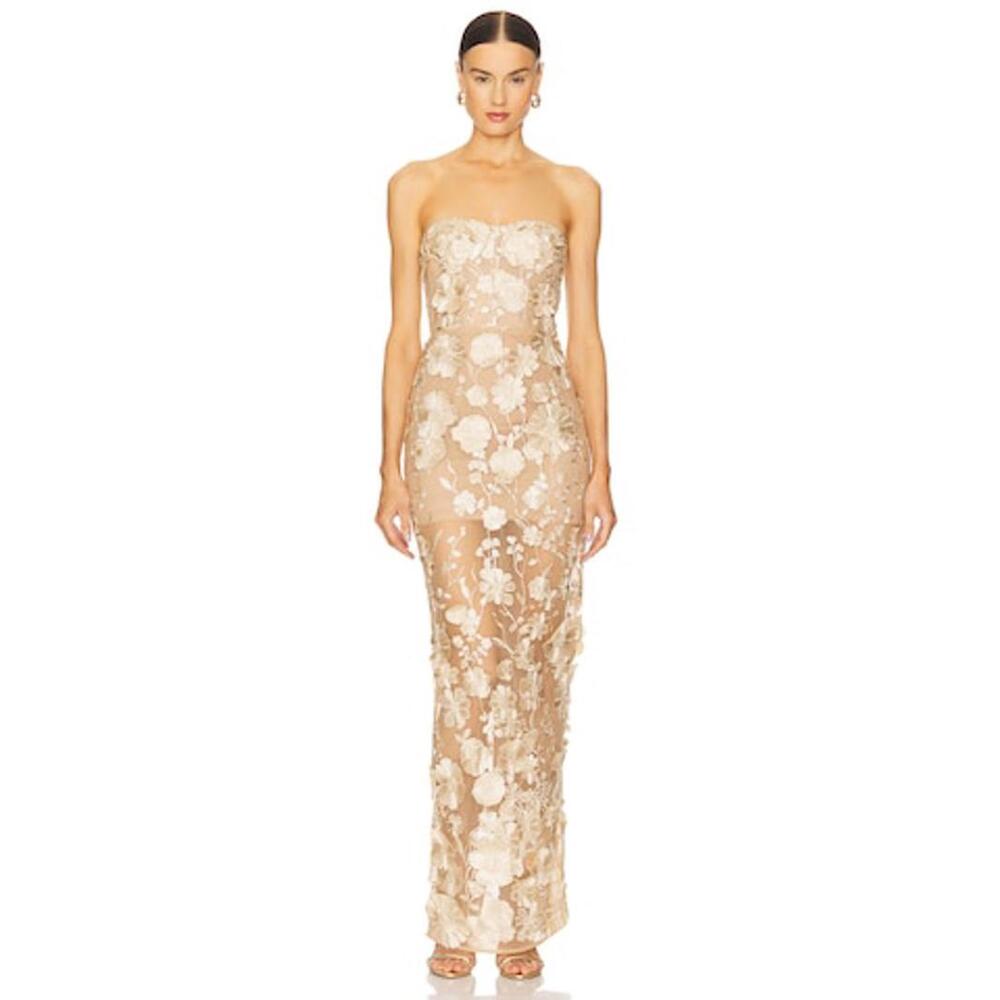 Bronx and Banco Jasmine Maxi Dress in Gold & Floral